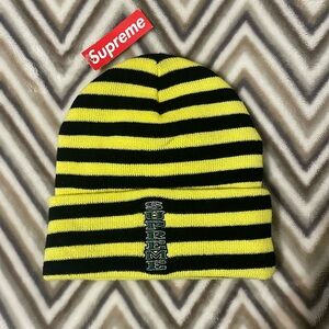 Black and yellow stripped supreme hat